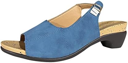 RBCULF Sandals for Womens Comfort Comfort elegante e baixo salto de calcanhar sapatos de verão bombas de verão fivela aberta