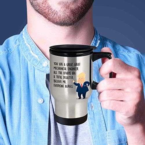 Engenheiro mecânico engraçado Caneca de viagem - Presidente Donal Trump - Melhores presentes personalizados personalizados para engenheiros mecânicos - ROVA 14oz de aço inoxidável.