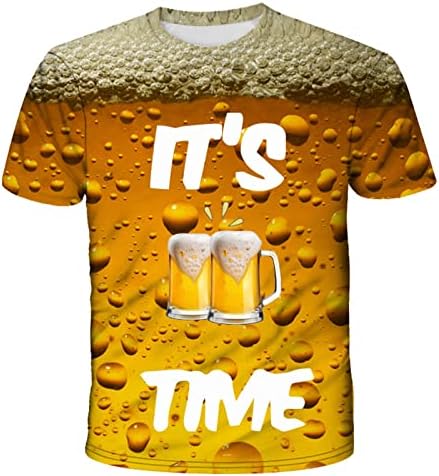 É hora de beber camisa feminina Oktoberfest Tee 3D Cheers Cheers Camisetas de festa de cerveja Tops de manga curta casuais blusas casuais