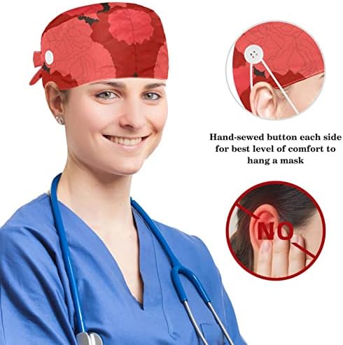 Pospopetes rosa que trabalham chapéu ajustável Tampa com botões e cabelos arqueados para enfermeira e médico