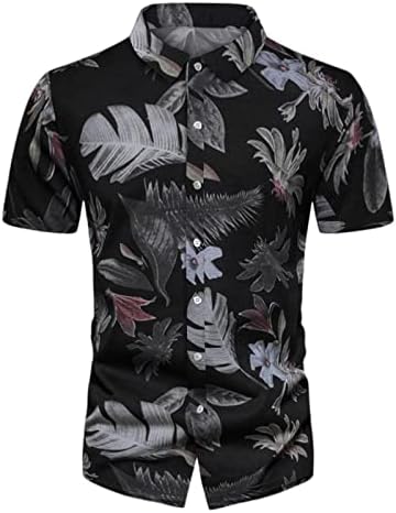 Camisas havaianas ubst para homens Novo verão de manga curta para baixo de lazer As folhas tropicais impressas impressas slim fit praia camisa