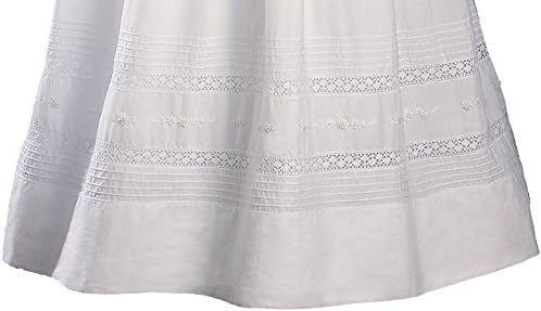 Vestido de batismo de manga curta de 33 de algodão branco vestido de batismo com bordado à mão