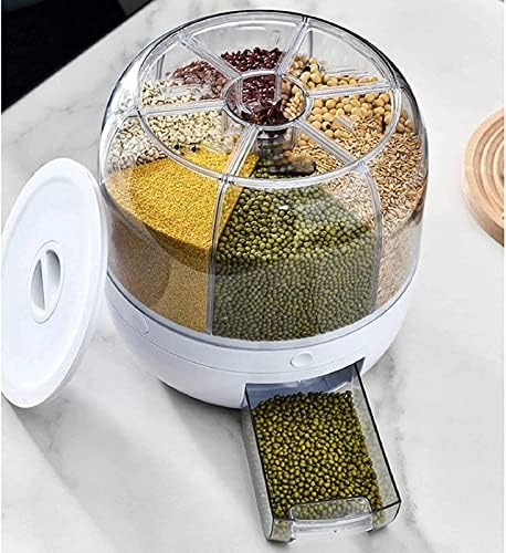 Dispensador de cereais WJSP dispensador de arroz de arroz 6 grade 360 ​​° Recipiente de arroz rotativo