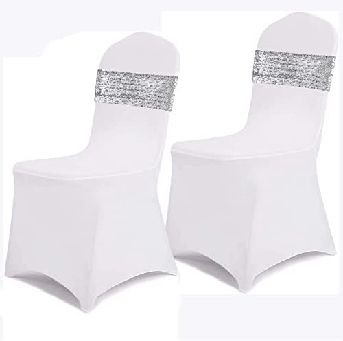 Squarepie Pack de 50 faixas de cadeira de lantejoulas Bandas de armas de cadeira brilhante para banquete de festas de