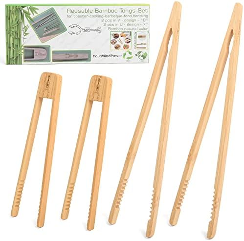 Comércio de YMP - pinças de bambu para servir alimentos - pinças de madeira para cozinhar torradeira que serve mini aperitivos