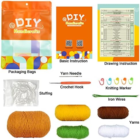 Kits de crochê de Ayqnmhr para iniciantes-All-in-One Aprenda a crochê 6 conjuntos de flores diferentes-kit de crochê para iniciantes