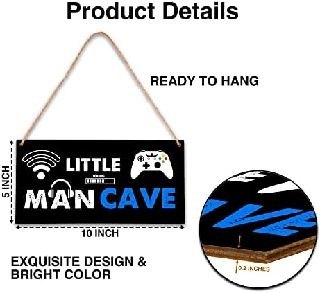 Caverna do Little Man, Placa de porta de madeira para jogos para decoração da sala do jogador, decorações para meninos para o