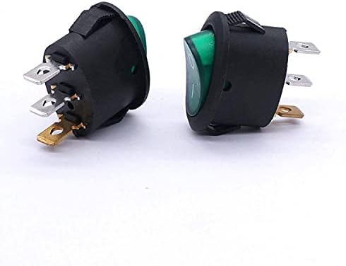 Svapo 5pcs oval redondo rocker switch verde luz iluminada/desativada ac 250v/6a 125v/10a spst 3 pino 2 posição mini interruptor