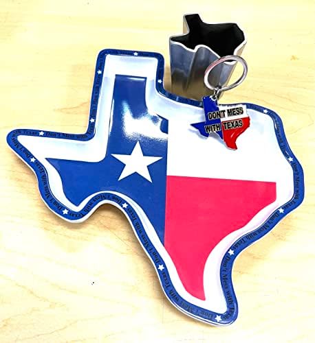 Pacote de entretenimento em forma de estado do Texas - tiro de metal de metal em forma de metal em forma de texas e chaveiro