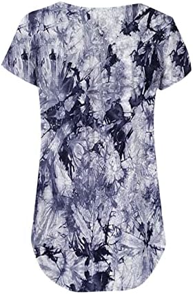 Amxyfbk feminino boho impressão floral tops tops de manga curta camisetas plissadas de decote em V