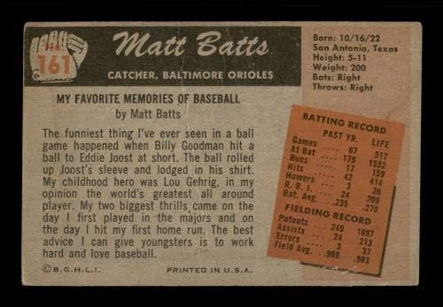 Matt Batts autografou 1955 Bowman Card #161 Baltimore Orioles SKU #187909 - Baseball cortou cartões autografados