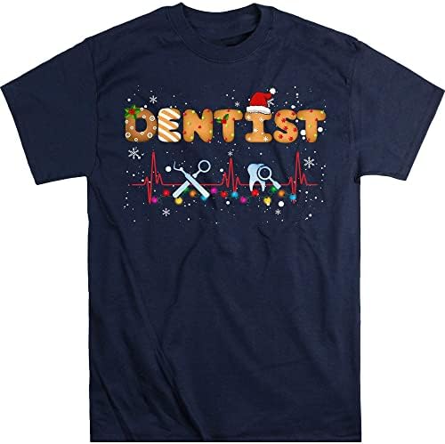 MOOBLA Feliz Natal Dentista Camisa, camisa do dentista de Natal, camisas do dentista, para dentista, vida dentária,