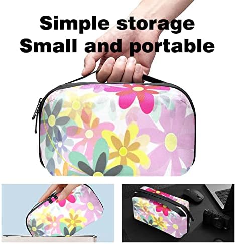 Carteira de bolsa de bolsas de viagem de caixa de transporte de caixa de transmissão de caixa USB Organizador de bolso zíper, flores floral da primavera