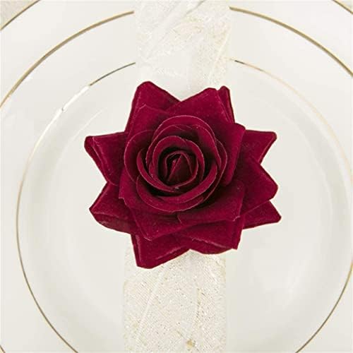 Sawqf 10pcs Red Rose Shape Towel Fuckle Ring Ring Wedding Party Hotel Decor Decor Decor do guardanapo