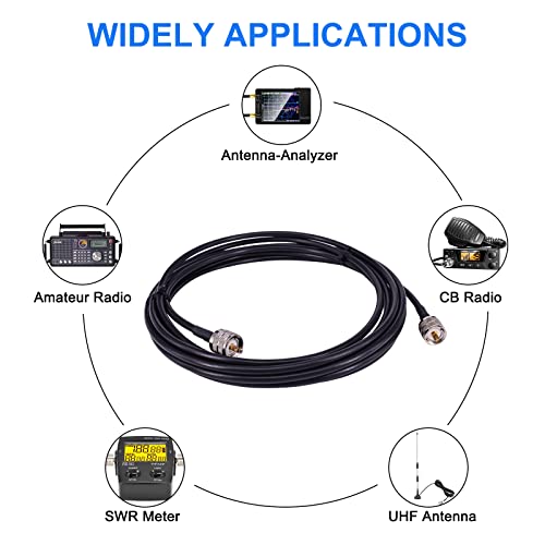 Cabo Urcianow 240 PL259 Cabo de 16,4 pés CB Coaxamento coaxial de baixa perda UHF Cabo coaxial Ultra flexível UHF