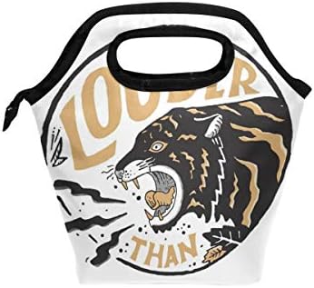 VIPSK Lunchag Saco Tiger uivando lancheira, travessia à prova d'água Piquenique para piquenique para o almoço Bolsas de almoço com zíper, para homens, mulheres, para estudante