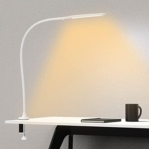 Lâmpada de mesa Youkoyi com grampo, lâmpada de braço oscilante, luminária de mesa de arquiteto de ganso flexível -