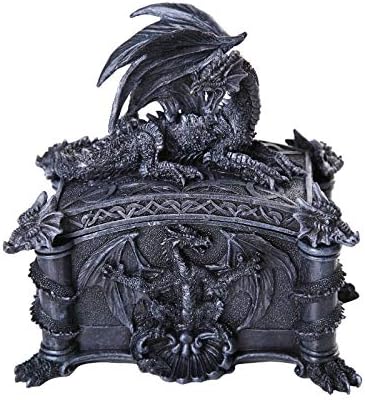 Pacific Giftware Medieval Ferocious Dragon Dragon Condded Jewets Box Caixa de lembrança decorativa Rectangular 6,25