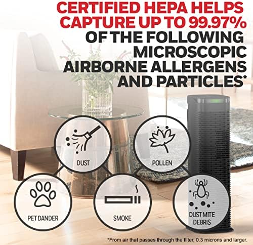 Honeywell Insight HEPA Purificador de ar com indicador de qualidade do ar e modo automático, para salas grandes, preto, HPA180b