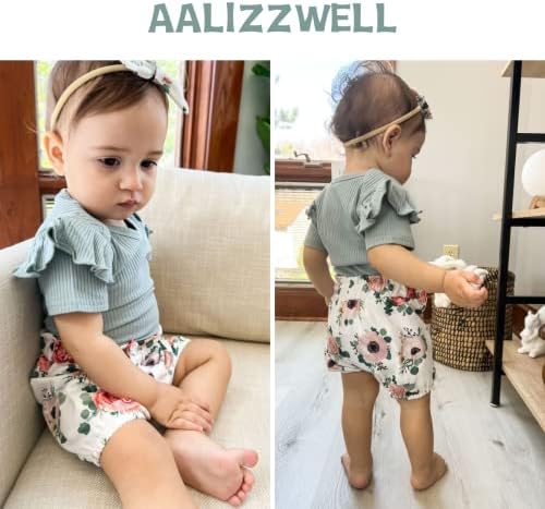 Aalizzwell Baby Girls Bloodysuit Bloomer Bloomer Roupa de roupas de verão