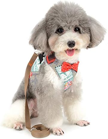Ranphy cão pequeno cão e coleira não pule No Choke Puppy Colet Harness garoto garoto menino gravata borbole