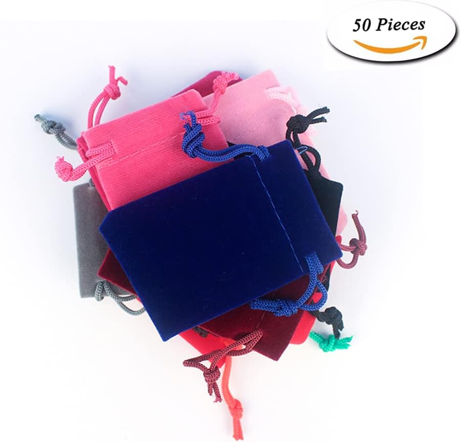 Akoak 50 PCs 5 x 7cm Saco de cordão de veludo, bolsa de embalagem para presente de jóias, bolsa de presente para festas,