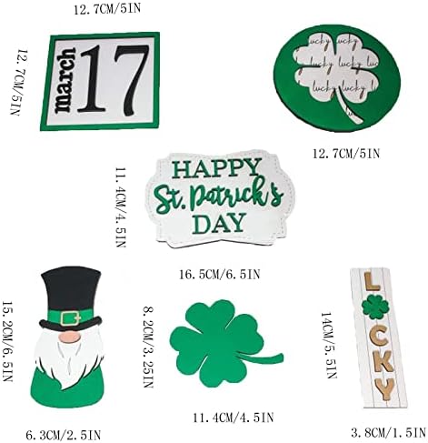 Ornamento de lembrança St. Patricks Day Triered Bandey Conjunto | Decoração do dia de St. Paddy | Conjunto de 6 | Bandeja em