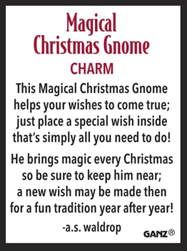 Ganz Magical Christmas Holiday Gnome ~ Wish Box Charm com cartão de bolso