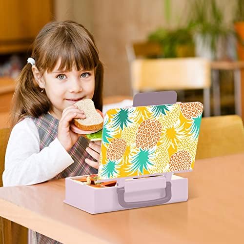 Caixa de abacaxi bento de abacaxi mchiver Box para adultos lanche com alça portátil recipiente de almoço de almoço com colher de lanchone