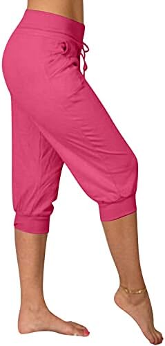 Calça feminina de honprad para trabalho de trabalho casual plus size shorts high shorts de cintura sólida calça de calça