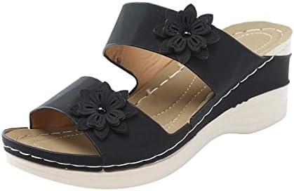 Sandálias de verão para mulheres cunhas de verão de verão bloqueie o salto grosso de sapatos casuais elegantes caminhando sapatos de caminhada