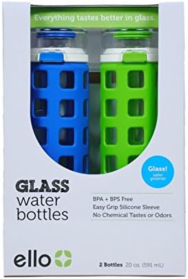 Garrafas de água de vidro limpo de ello seguro 20 oz cada - prova de vazamento com fácil aderência 2 pacote