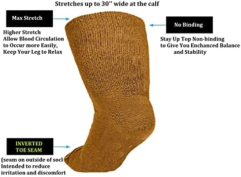 3 pares de meias super largas para linfedema - meias de meias bariátricas estendidas até 30 '' meias largas extra largas