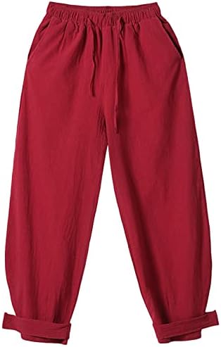 Jeshifangjiusu masculino casual calça de cordão de cordão elástico da cintura elástica calças de praia de praia solta hippie boho harem calça