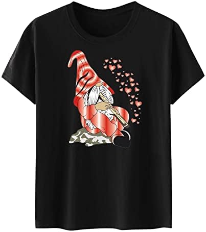 Camisas dos namorados para mulheres rosa músico gnome print férias túnicas de verão camiseta fofa camiseta curta de manga curta