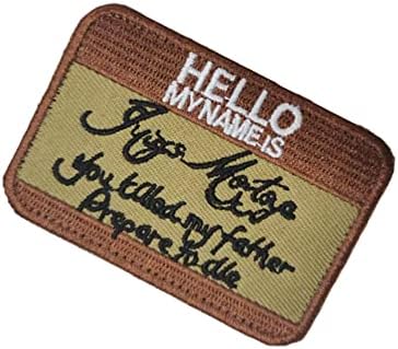 Olá, meu nome é inigo montoya patch gancho e loop moral tático apliques fixadores bordados militares 2pcs