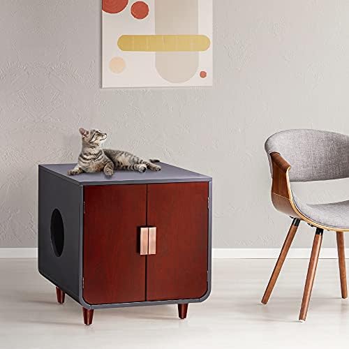 Gabinete de areia de areia de gato de díader e móveis de gato escondido para casa lateral mesa de mesa de animais