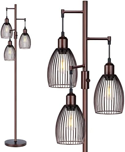 Lâmpada de piso recansível, lâmpadas industriais de piso para sala de estar, lâmpada de árvore marrom lâmpadas altas
