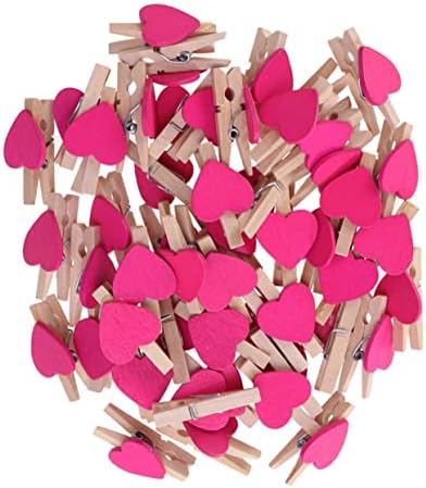 NUOBESTY 100PCS Decoração Party Papel Picture Heart Craft Rosy Rosy Mini prendedores de roupas para decoração