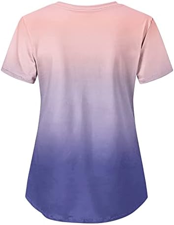 Tops básicos para mulheres Scrub Tops Mulheres amarram tinta de manga curta Top esportivo de estampa floral camiseta de túnica casual de túnica casual