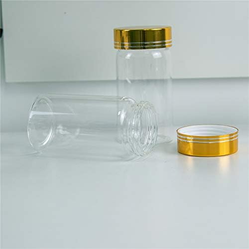 JarVials 6pcs garrafa de vidro transparente com tampa de alumínio, capacidade de 100 ml, inclui itens pequenos em garrafas de vidro