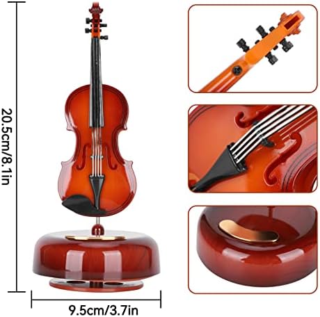Caixa de músicas de violoncelo, modelo de instrumentos musicais com 360 ° Base rotativa de artes criativas decorações domésticas para decorações de casa