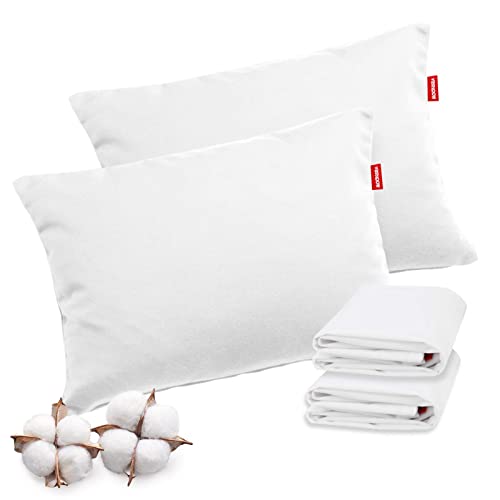 Moonsea Toddler travesseiro com travesseiro de algodão 2 embalagem branca, travesseiros pequenos para dormir Ultra Soft,