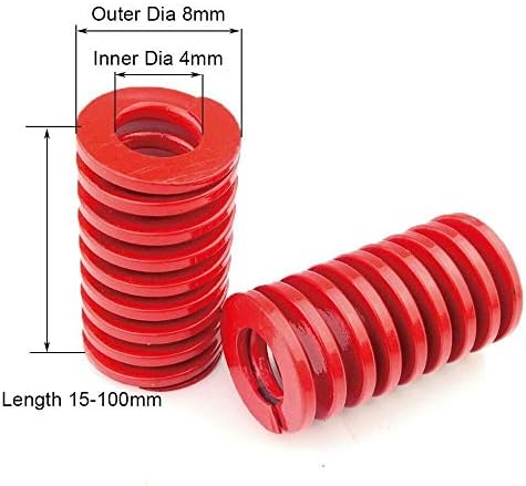 Substitua a mola sobressalente vermelha de carga média compressão carga de molde molde mola diâmetro externo de 10 mm diâmetro interno de 5 mm de comprimento 15-60 mm 2pcs