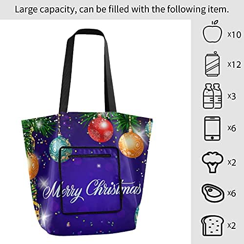 Feliz Natal 08 Bolsa de ombro dobrável Bag reutilizável Bolsa de mercearia pesada bolsa de bolsa de bolsa para bagagem esportiva de ginástica