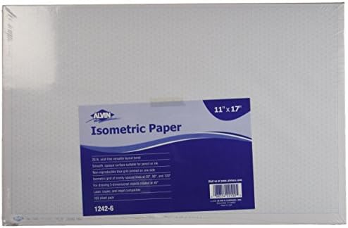 Alvin Isometric Paper 11 x17 100 folhas Modelo 1242-6 Drafting e papel gráfico, adequado para lápis e tinta copiadora