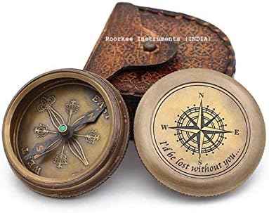 RII Solid Brass Compass Graved Gifts para homens com citações de poeta famosas, presentes do dia de formatura para