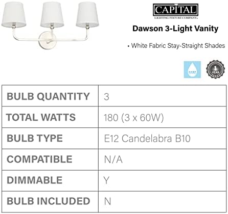 Iluminação de capital 619311AD-674 DAWSON DOR FABELO BRANCO SANEIRA SANTEIRA DE MARAL DE SANTEIRA EM TRABALHA, 1 LIGHT 60 WATT,