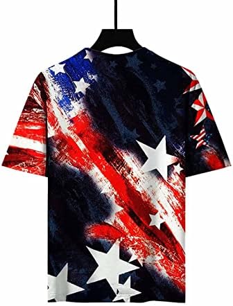 Camiseta casual meninas adolescentes de manga curta pescoço EUA Independence Day Star Graphic Blouse listrado T Camisetas