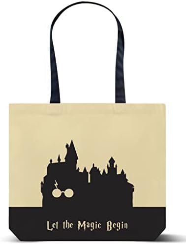 Bolsa harry potter hogwarts - algodão reutilizável de viagem - saco de truque ou travessuras de halloween - deixe a mágica começar